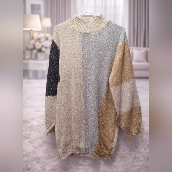 Blu Pepper Size Small Colorblock Turtleneck Sweater - Picture 1 of 4